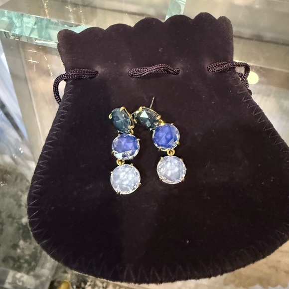 Kate Spade Blue Ombre Drop Dangle Earrings with Gold Accents - Picture 4 of 6